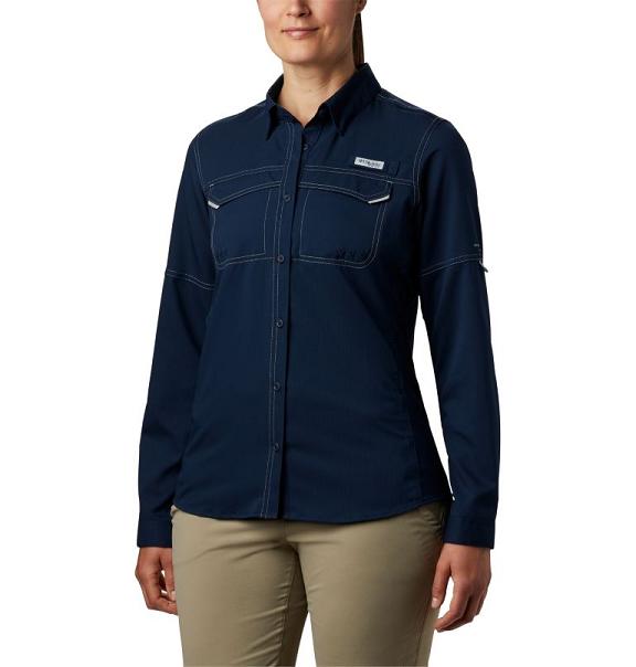 Columbia PFG Lo Drag Shirts Navy For Women's NZ50483 New Zealand